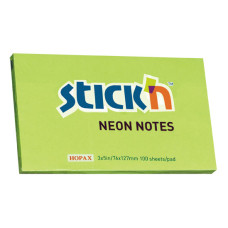 Блок самоклеящийся бумажный Stick`n 21171 76x127мм 100лист. 70г/м2 неон зеленый