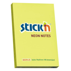 Блок самоклеящийся бумажный Stick`n 21132 51x76мм 100лист. 70г/м2 неон желтый