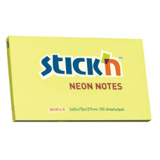 Блок самоклеящийся бумажный Stick`n 21135 76x127мм 100лист. 70г/м2 неон желтый
