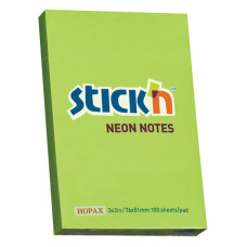 Блок самоклеящийся бумажный Stick`n 21163 51x76мм 100лист. 70г/м2 неон зеленый