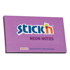 Блок самоклеящийся бумажный Stick`n 21214 76x127мм 100лист. 70г/м2 неон фиолетовый