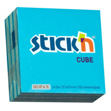 Блок самоклеящийся бумажный Stick`n 21337 51x51мм 250лист. 70г/м2 неон+пастель голубой 2цв.в упак.