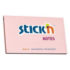 Блок самоклеящийся бумажный Stick`n 21154 76x127мм 100лист. 70г/м2 пастель розовый