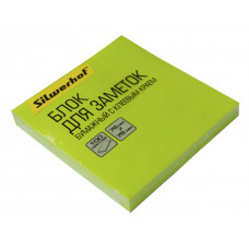 Блок самоклеящийся бумажный Silwerhof 682161-06 76x76мм 100лист. 75г/м2 неон зеленый
