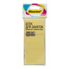 Блок самоклеящийся бумажный Silwerhof 38x51мм 100лист. 75г/м2 пастель желтый европодвес (упак.:3шт)