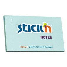 Блок самоклеящийся бумажный Stick`n 21155 76x127мм 100лист. 70г/м2 пастель голубой