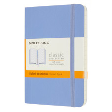 Блокнот Moleskine CLASSIC SOFT QP611B42 Pocket 90x140мм 192стр. линейка мягкая обложка голубая гортензия