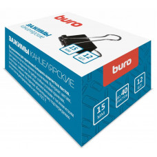 Зажимы Buro 065000101 сталь 15мм черный (упак.:12шт) картонная коробка