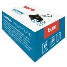 Зажимы Buro 065000201 металл 19мм черный (упак.:12шт) картонная коробка