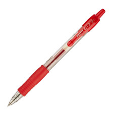 Ручка гелевая Pilot BL-G2-5-R (550006) авт. 0.3мм стреловидный пиш. наконечник круглая телескопич.корпус корпус пластик резин. манжета прозрачный красные чернила