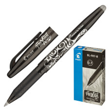 Ручка гелевая Pilot BL-FR-7-B (72662) Frixion 0.35мм стреловидный пиш. наконечник круглая корпус пластик резин. манжета стираемая черный черные чернила +ластик