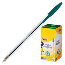 Ручка шариковая Bic CRISTAL (875976) 1мм прозрачный зеленые чернила коробка картонная