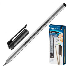 Ручка шариковая Pensan TRIBALL (1003BLACK) 1мм игловидный пиш. наконечник круглая телескопич.корпус корпус пластик серебристый/черный черные чернила коробка картонная