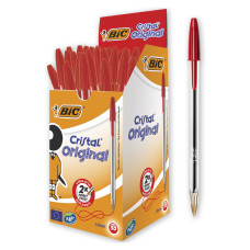 Ручка шариковая Bic CRISTAL (847899) 1мм прозрачный красные чернила коробка картонная