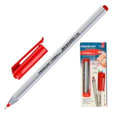 Ручка шариковая Pensan TRIBALL (1003RED) 1мм игловидный пиш. наконечник круглая телескопич.корпус корпус пластик серебристый/красный красные чернила коробка картонная