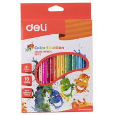 Карандаши цветные Deli Color Emotion EC00210 трехгранные липа 18цв. коробка/европод.