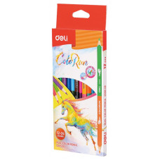 Карандаши цветные Deli EC00520 ColoRun липа 24цв. 2-х сторонние коробка/европод. (12шт)