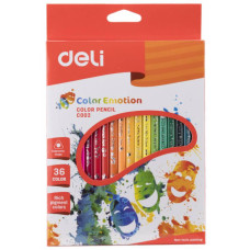 Карандаши цветные Deli Color Emotion EC00230 трехгранные липа 36цв. коробка/европод.