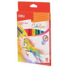 Карандаши цветные Deli EC00310 ColoRun тополь 18цв. коробка/европод.