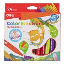Фломастеры Deli EC10820 Color Emotion Вентилируемый 24цв. коробка с европодвесом