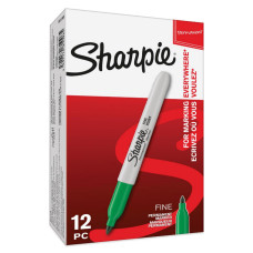 Маркер перманентный Paper Mate Fine S0810960/12 Sharpie зеленый (12шт.)