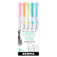 Набор ручек капилляр. Zebra Highlighter fluorescen (78105) ассор. двойной пиш. наконечник 5цв.