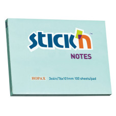 Блок самоклеящийся бумажный Stick`n 21152 76x101мм 100лист. 70г/м2 пастель голубой