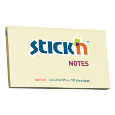 Блок самоклеящийся бумажный Stick`n 21009 76x127мм 100лист. 70г/м2 пастель желтый