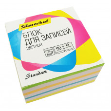 Блок для записей бумажный Silwerhof Стандарт 701029 90х90х45мм 80г/м2 ассорти 5цв.в упак.