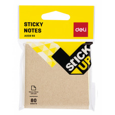 Блок самоклеящийся бумажный Deli Stick UP EA03893 76x76мм 80лист. коричневый европодвес