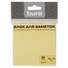 Блок самоклеящийся бумажный Buro 76x76мм 80лист. пастель желтый