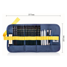 Набор Deli 58125 в компл.:карандаши (2H,HB,B,3B,5B,6B,8B,9B,10B,12B)-1шт/2B-3шт/4B-3шт/угольный карандаш-3шт/ластик-клячка/ластик/держатель для карандашей/нож/бумажные растушевки-3шт