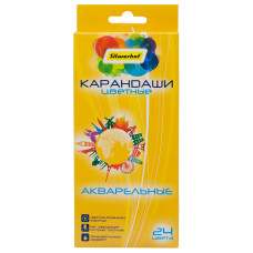 Карандаши цв. Silwerhof Солнечная коллекция акварель. 3мм шестигран. дерево ассорти 24цв. коробка/европод.