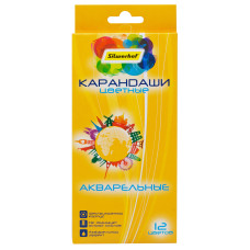 Карандаши цв. Silwerhof Солнечная коллекция акварель. 3мм шестигран. дерево ассорти 12цв. коробка/европод.