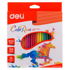 Карандаши цветные Deli ColoRun EC00120 трехгранные пластик 24цв. коробка/европод.