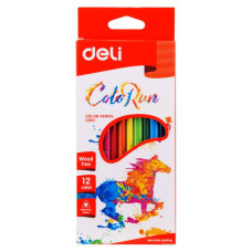 Карандаши цветные Deli ColoRun EC00100 трехгранные пластик 12цв. коробка/европод.