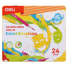 Карандаши цветные Deli EC00225 Color Emotion липа 24цв. мет.кор. (24шт)