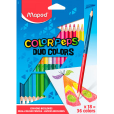 Карандаши цветные Maped Color`Peps 829601 трехгранные липа 18цв. 2-х сторонние карт.кор.