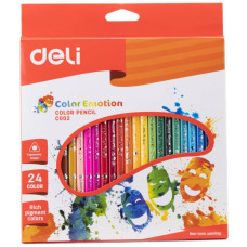 Карандаши цветные Deli Color Emotion EC00220 трехгранные липа 24цв. коробка/европод.