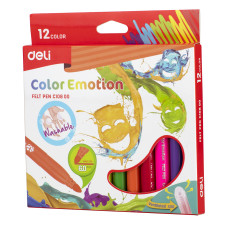 Фломастеры Deli EC10800 Color Emotion Вентилируемый 12цв. коробка с европодвесом
