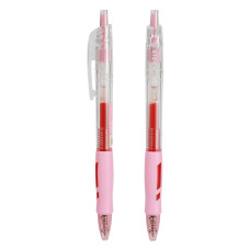Ручка гелев. автоматическая Deli Arris EG09-RD прозрачный/розовый d=0.5мм красн. черн. резин. манжета