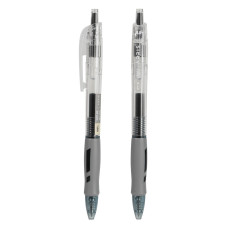 Ручка гелев. Deli Arris EG09-BK прозрачный/серый d=0.5мм черные автоматическая резин. манжета