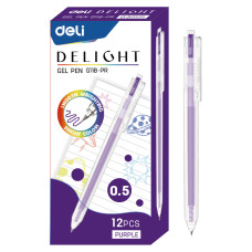 Ручка гелев. Deli Delight EG118-PR прозрачный фиол. черн. линия 0.5мм