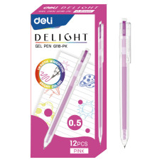 Ручка гелев. Deli Delight EG118-PK прозрачный роз. черн. линия 0.5мм