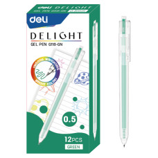 Ручка гелев. Deli Delight EG118-GN прозрачный зел. черн. линия 0.5мм