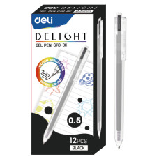 Ручка гелев. Deli Delight EG118-BK прозрачный черные линия 0.5мм