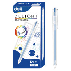 Ручка гелев. Deli Delight EG118-BL прозрачный синие линия 0.5мм