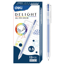 Ручка гелев. Deli Delight EG118-DB прозрачный т.син. черн. линия 0.5мм