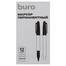 Маркер перманентный Buro пулевидный пиш. наконечник 2.5мм черный коробка