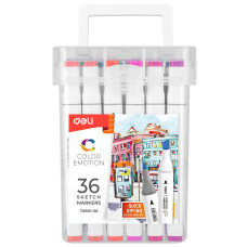 Набор маркеров для скетчинга Deli E70801-36 Color Emotion двойной пиш. наконечник 1мм 36цв. (36шт.)